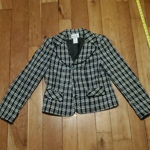 Versailles Black & White Tweed Women's Blazer Jacket
